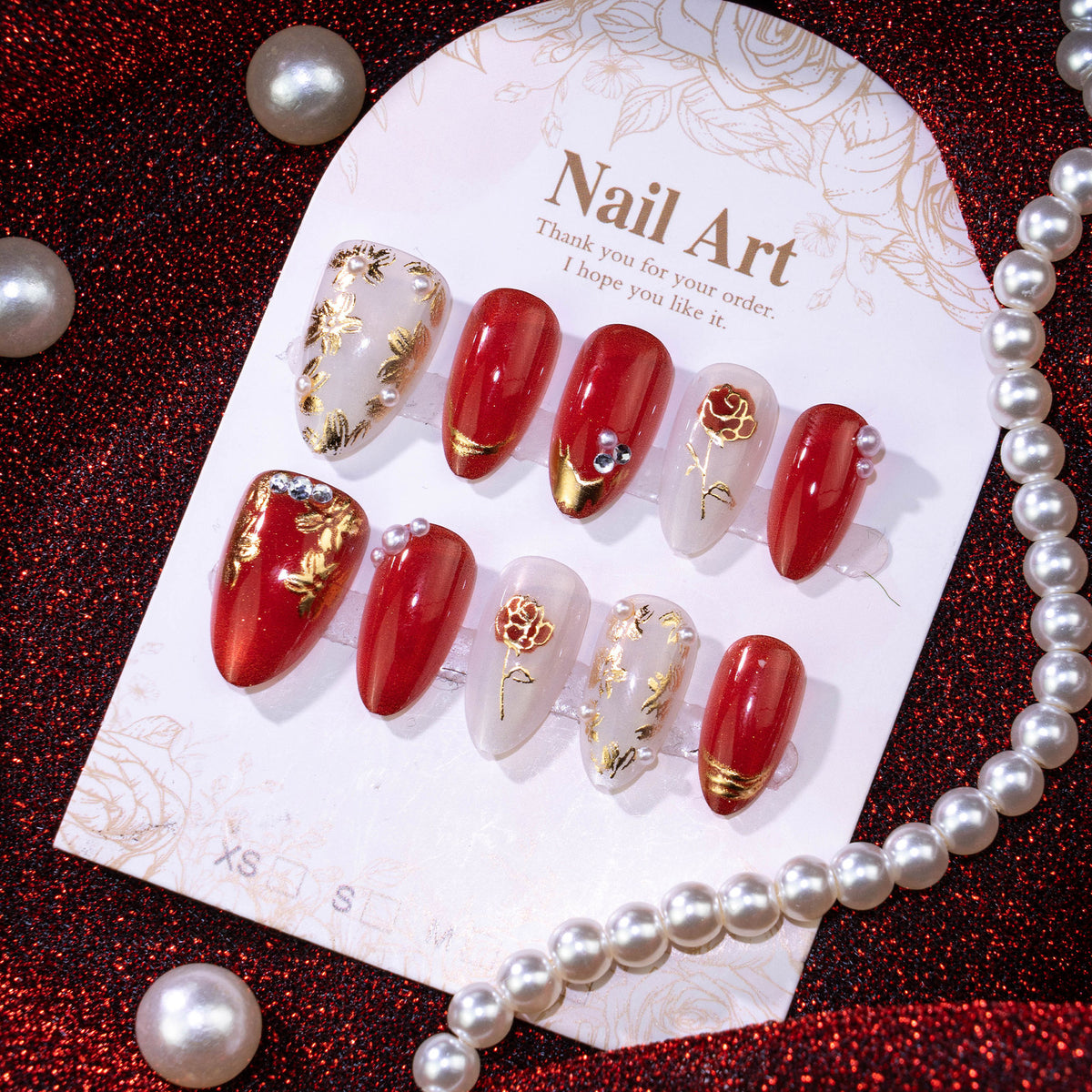 Elegantes Blumendesign Akzent-Klebe-Nagelset