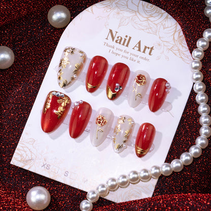 Elegantes Blumendesign Akzent-Klebe-Nagelset