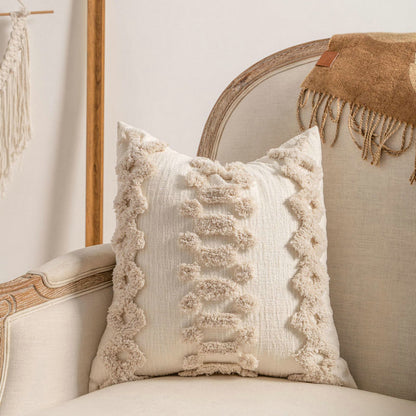 Bohemian Loop-Tufted Lendenkissenbezug mit geschwungener Applikationstextur