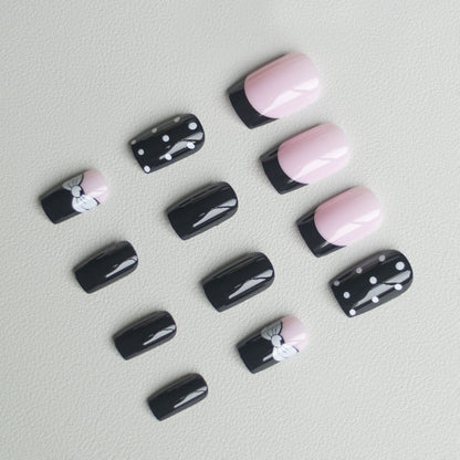 Künstlerisches Polka Dot und Schleifen Nagelkunstset