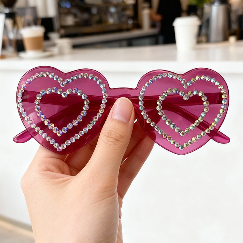 Rhinestone-beschichtete herzförmige Sonnenbrille Brehn 1787141238