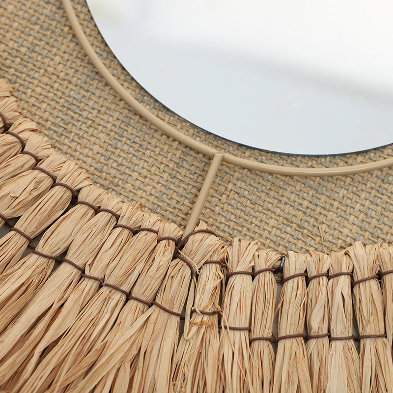 Dekorativer Wandspiegel mit Natürlichem Rattanrahmen Brehn