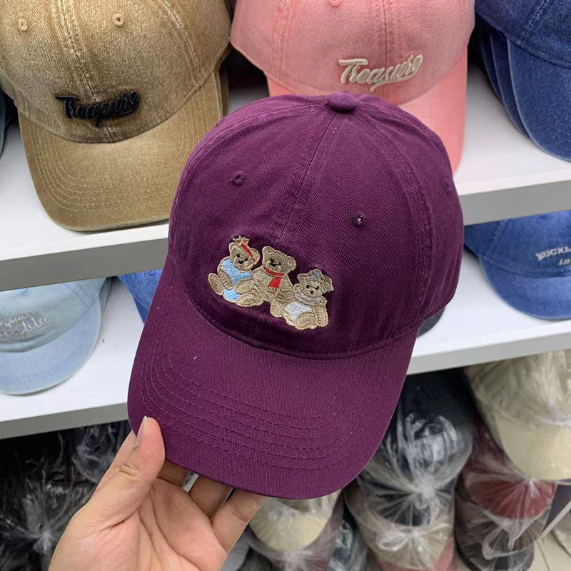 Damen Casual Bestickte Teddy Bear Baseballmütze Brehn