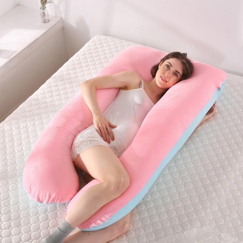 ergonomisches U-förmiges Ganzkörper-Schwangerschaftskissen mit abnehmbarem waschbarem Veloursbezug und verstellbarem Innenteil Brehn