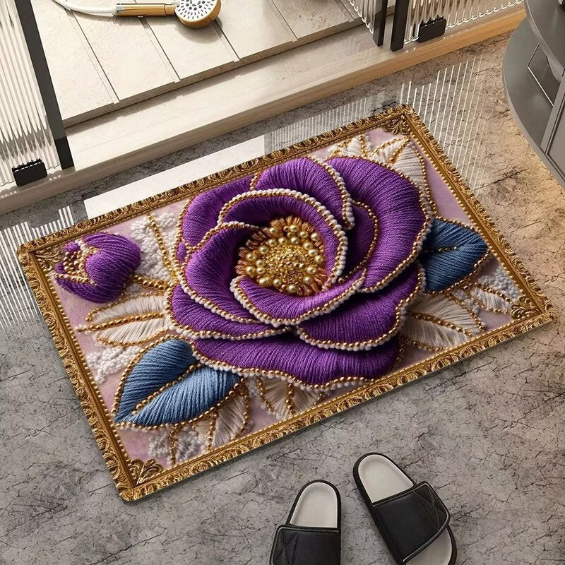 Luxuriöser Bestickter Floraler Teppich Brehn
