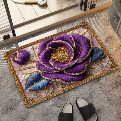 Luxuriöser Bestickter Floraler Teppich Brehn