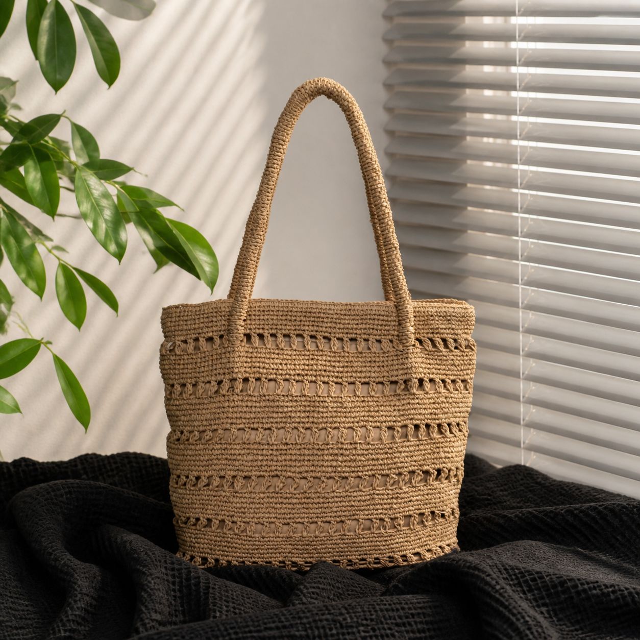 Handgefertigte Strandtasche mit Offenem Gewebemuster Brehn