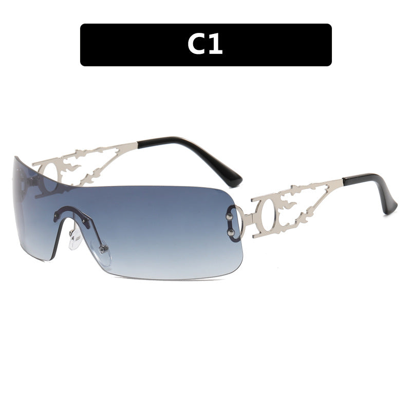 Damen futuristische Sonnenbrille mit hochmodernen Metallakzenten Brehn