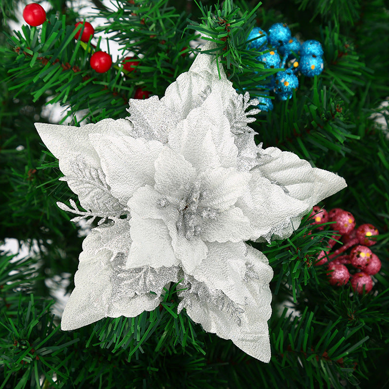 Dekorative Glitzernde Weihnachtsstern Blume Ornament Brehn