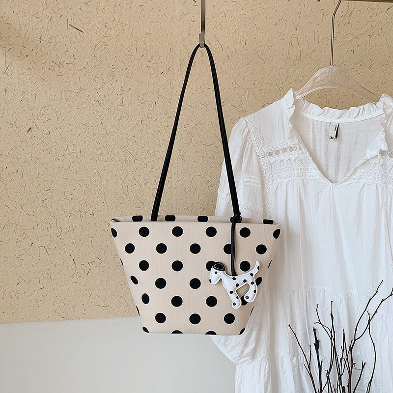 Polka Dot Canvas Schultertasche Brehn