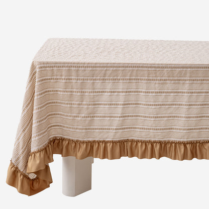Rechteckige Tischdecke mit Rüschenbordüre und Vichy-Karo-Struktur Brehn