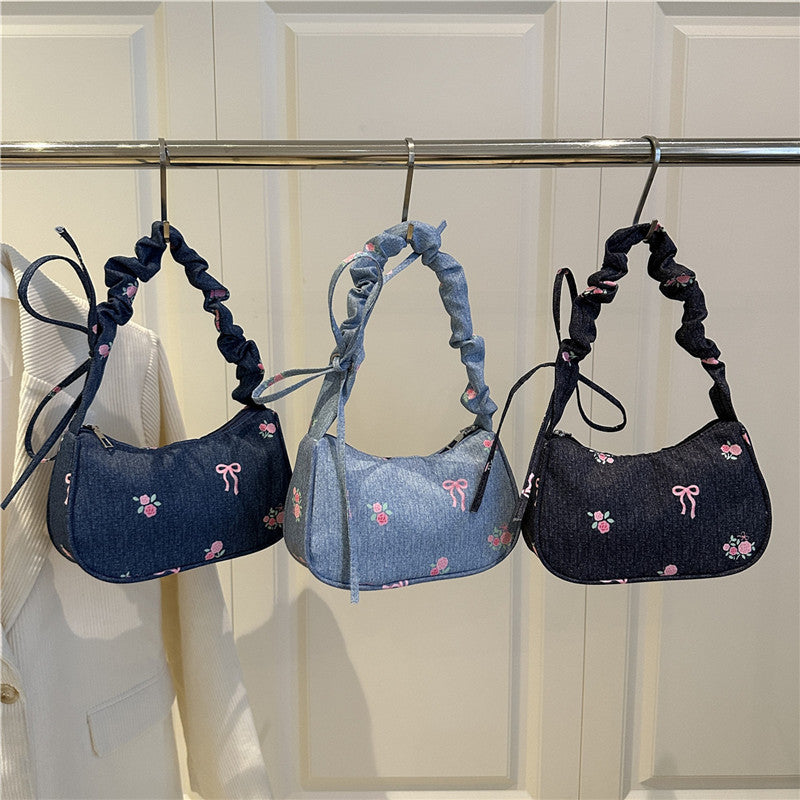 Bestickte Jeans Schultertasche Brehn