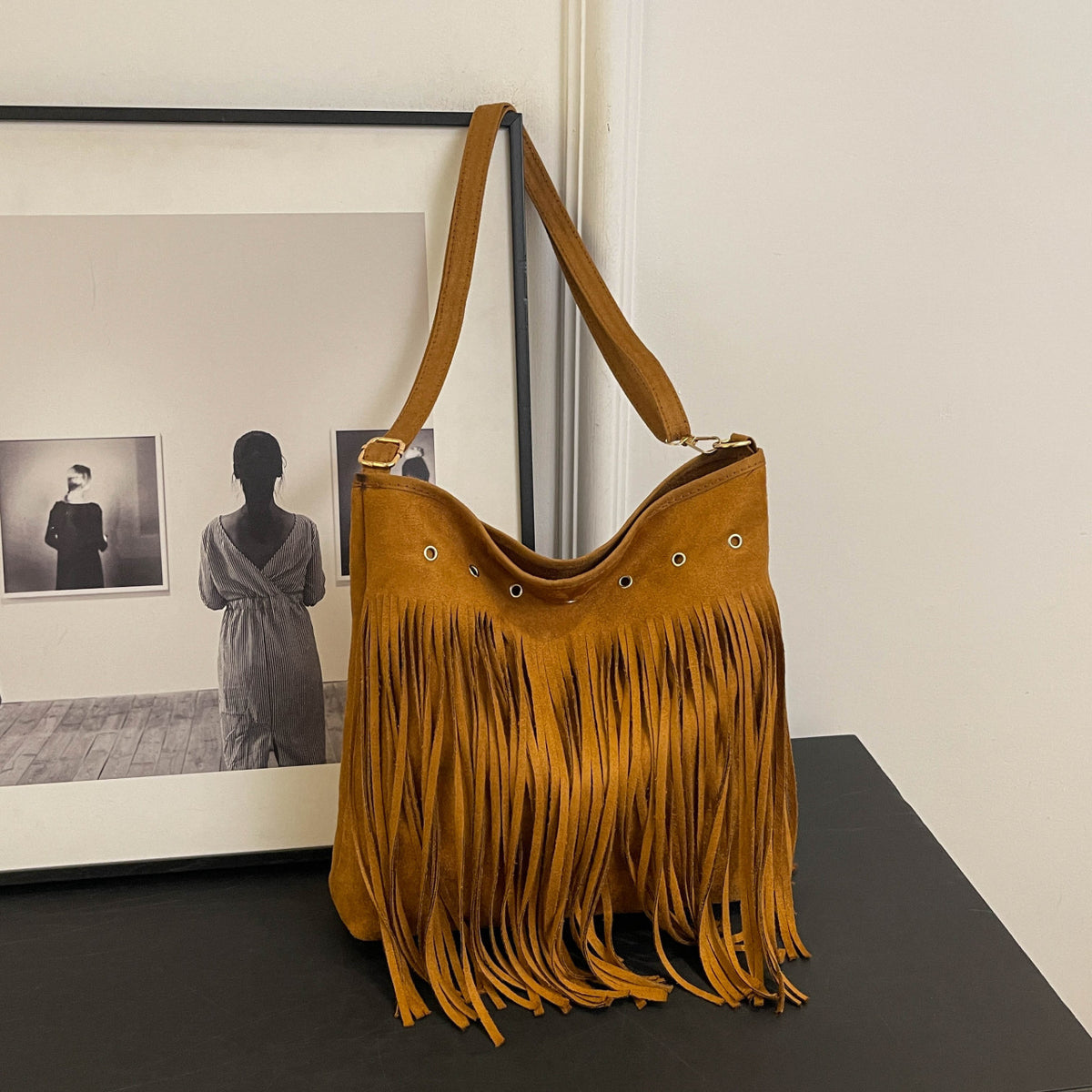 Suede Fringe Schultertasche Brehn