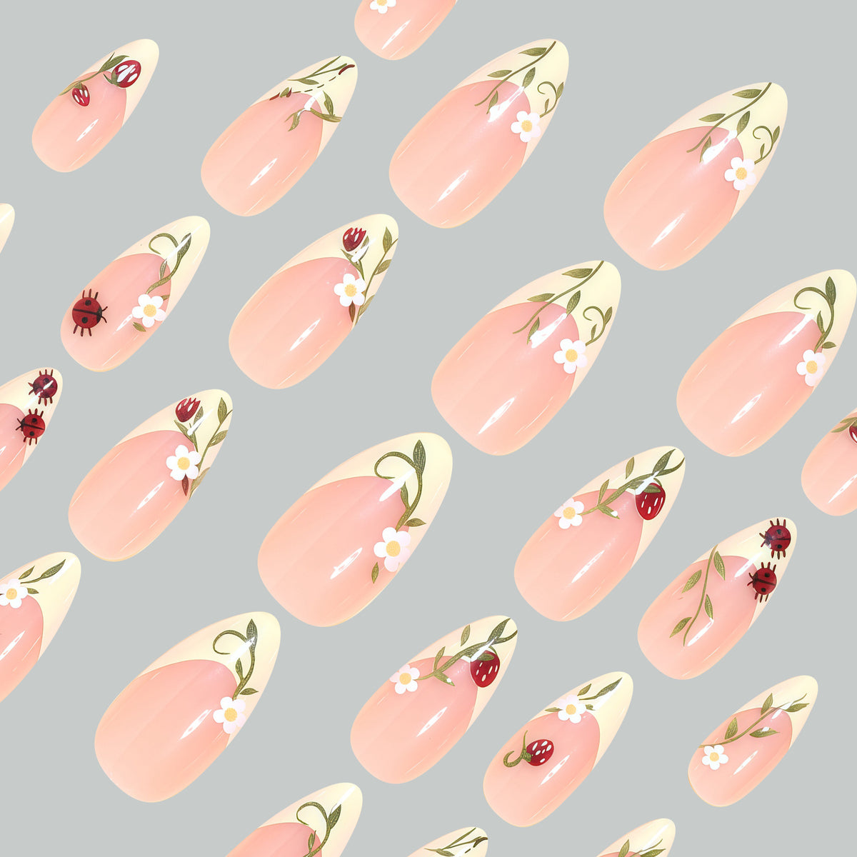 Künstlerische florale Stiletto-Nageltips Brehn