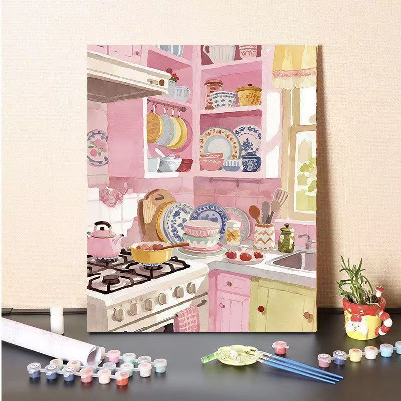 DIY Küche Szene Malen nach Zahlen Leinwand Kunst Brehn