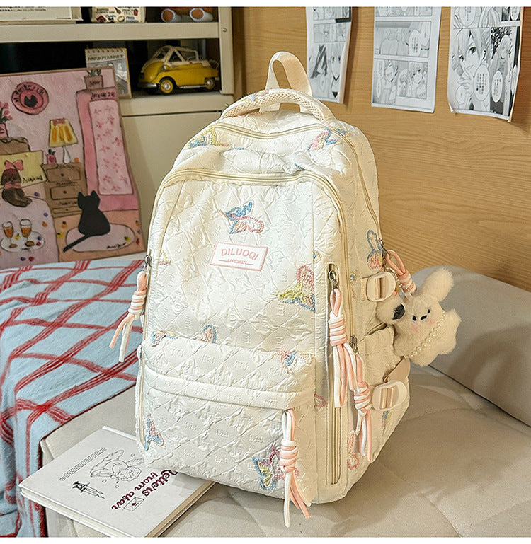 Blumen bestickter robuster Schulrucksack Brehn