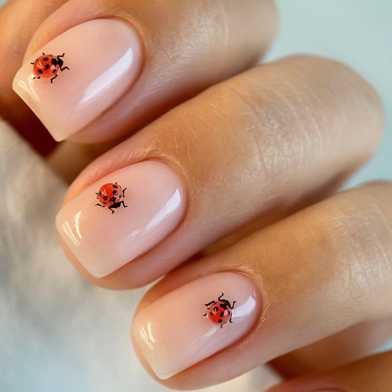 Künstlerisches Marienkäfer Design Press-On Nail Set Brehn