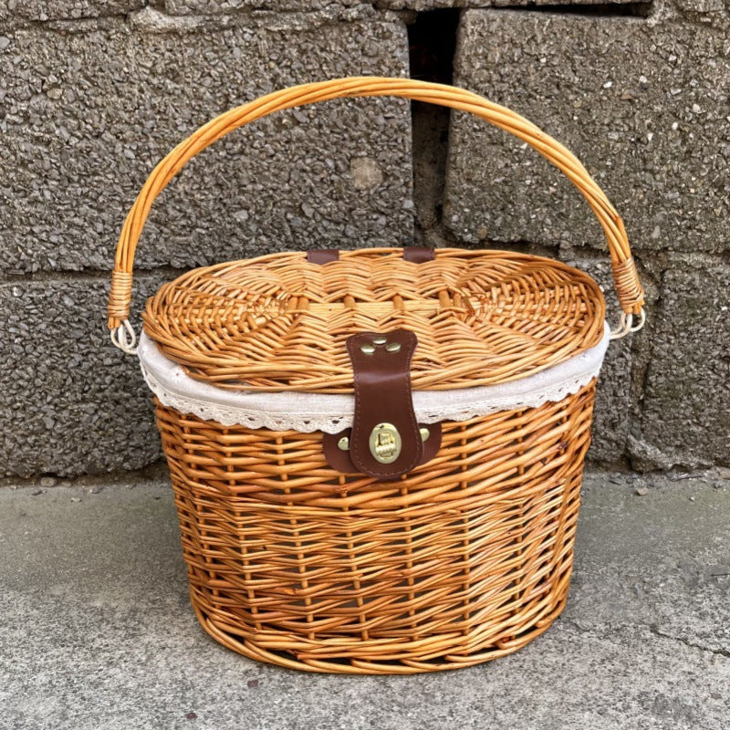 gewebter Rattan-Fahrrad-Vorderrkorb mit Schnellverschluss-Befestigungssystem Brehn
