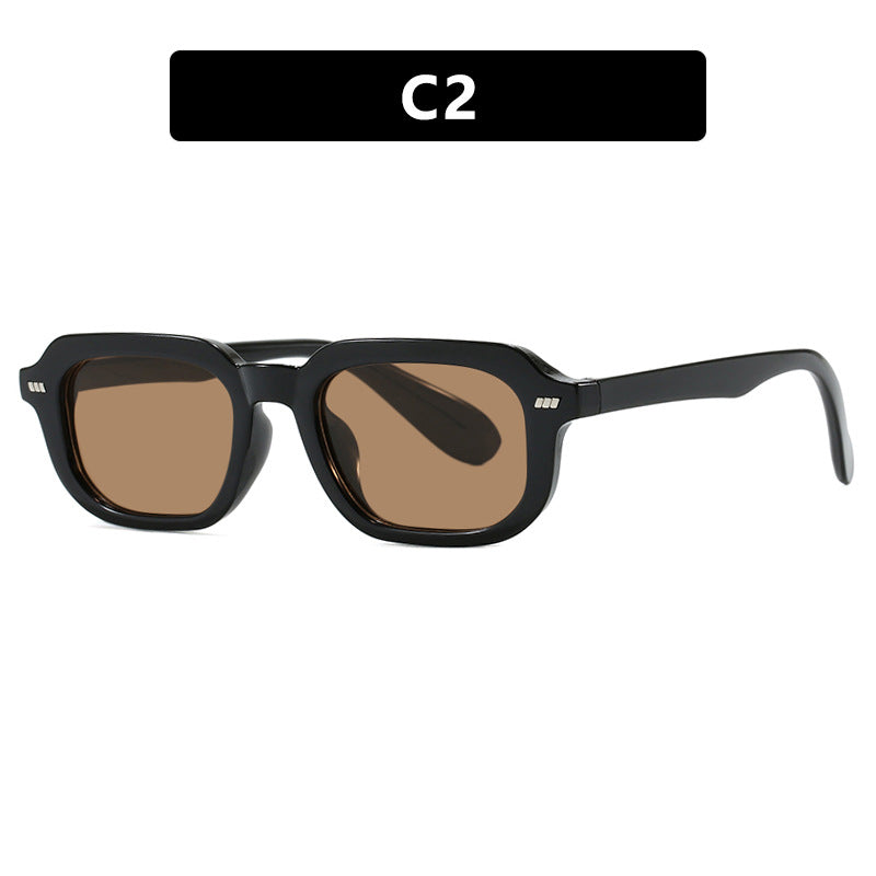 Damen quadratische Sonnenbrille mit hochglänzendem transparentem Rahmen und polarisierenden Gläsern Brehn