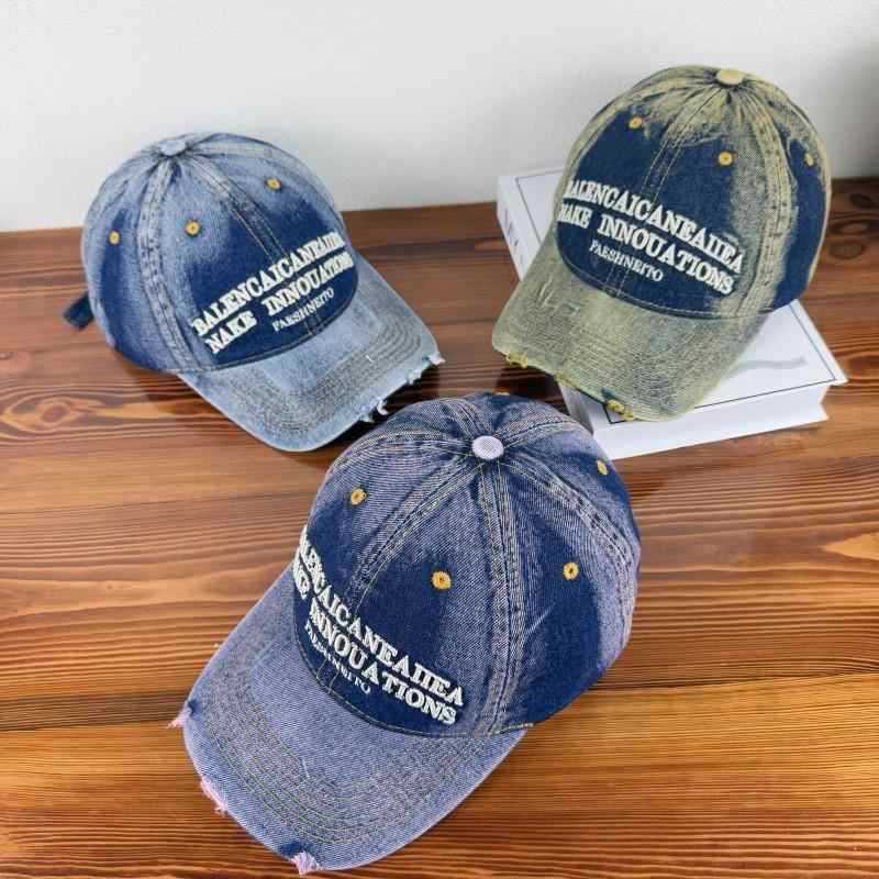 Unisex Vintage-inspirierte distressed Denim-Baseballkappe Brehn