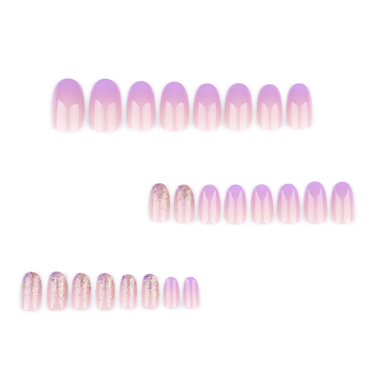 Kunstvolle Nagelkunst mit Ombre-Design und Glitzerakzenten Brehn