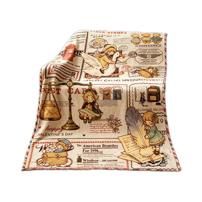 Gemütliche Vintage-Themen-Fleece-Decke Brehn