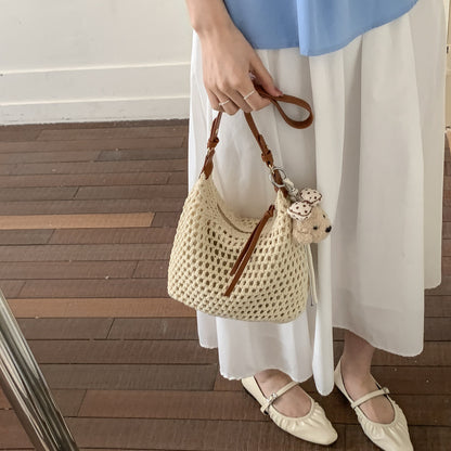 Trendige Netztasche mit Lederakzenten Brehn
