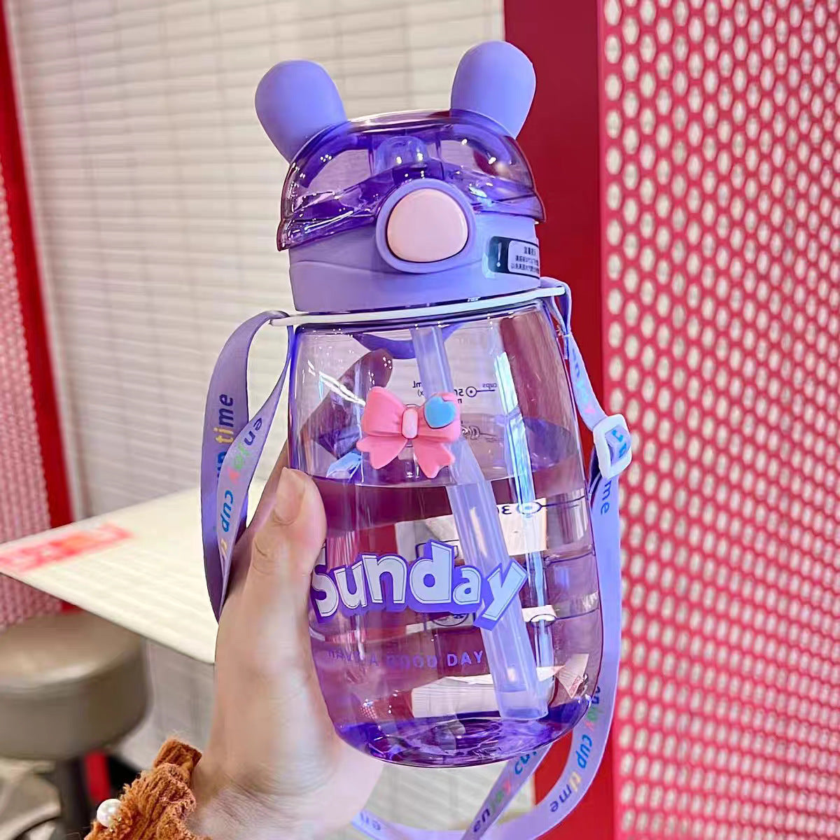 Damen Tierfreundliche Wasserflasche mit praktischem Strohhalm Brehn