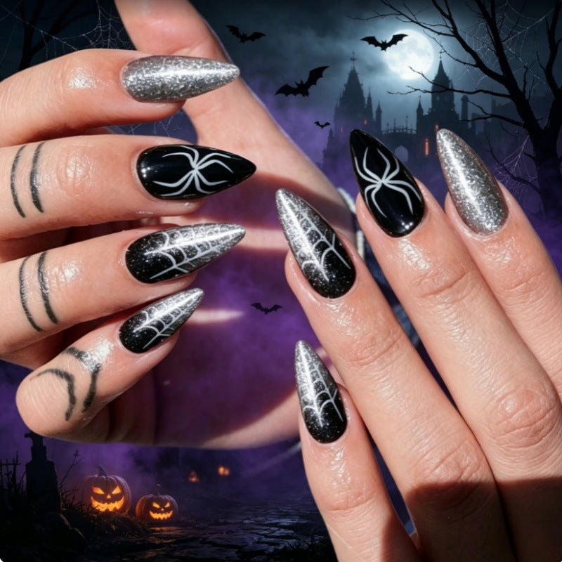 Halloween-Themen-Spinnen-Design Press-On Nägel Brehn