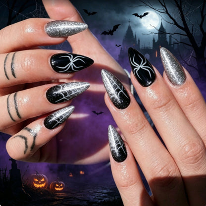 Halloween-Themen-Spinnen-Design Press-On Nägel Brehn