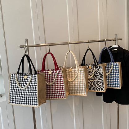 Hahnentritt-Muster Tote-Bag
