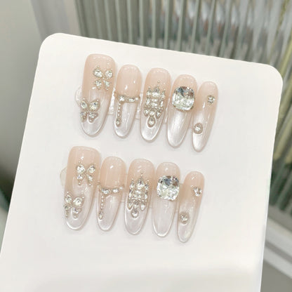 Dekorative Press-On Nagel Kunst Set mit Strass Akzenten  1791773681