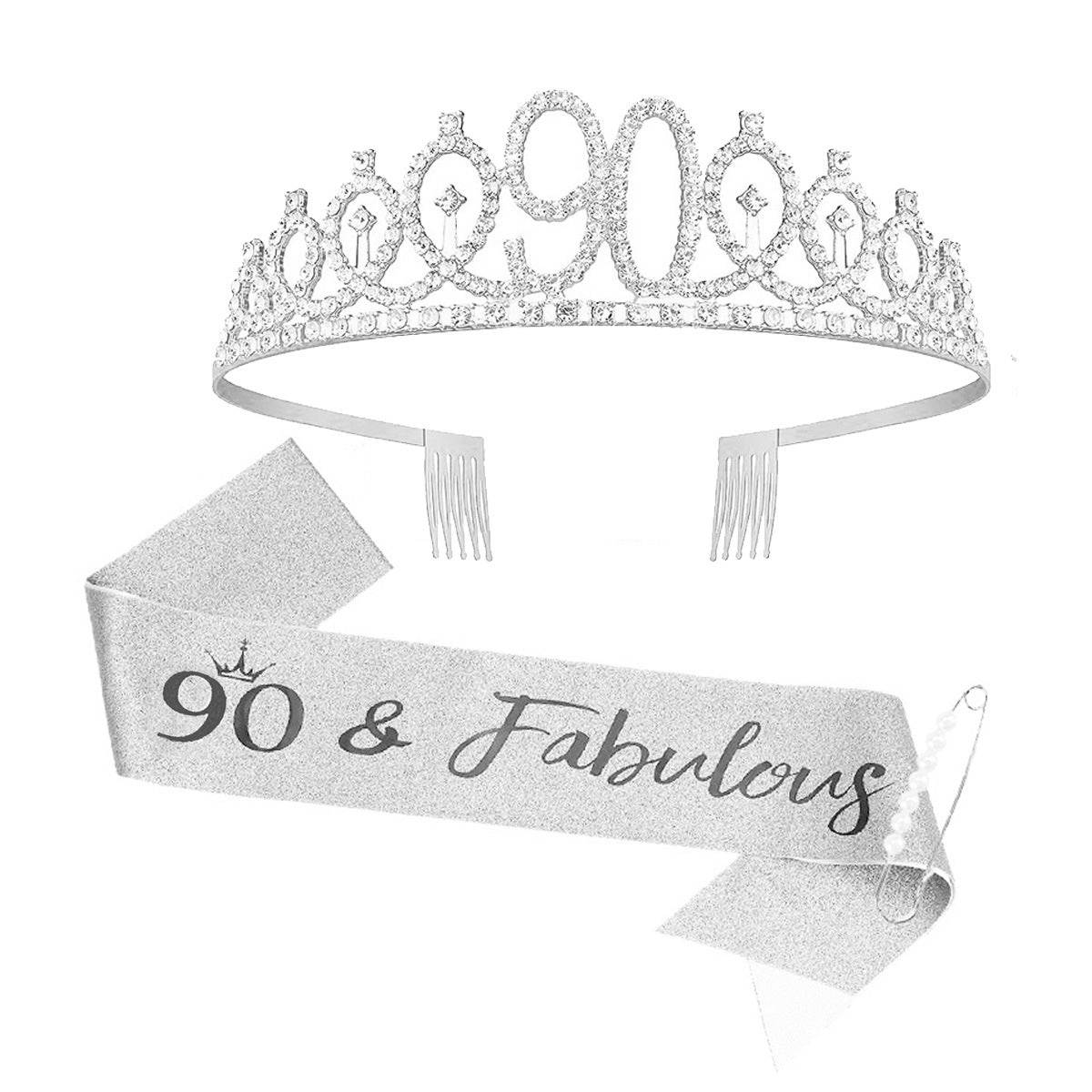 Damen Kristallverzierte Geburtstagskrone mit personalisiertem Sash Brehn