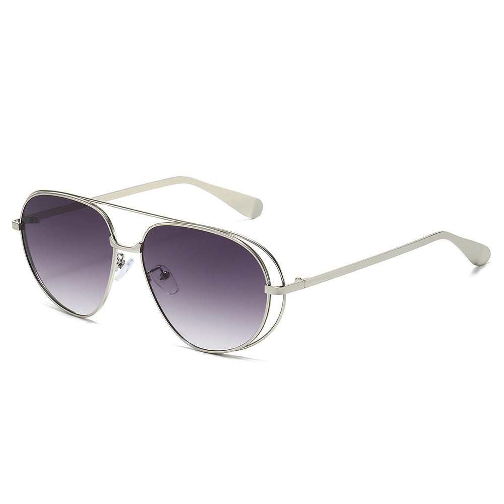 Stylische Aviator-Sonnenbrillen mit blauen Gläsern Brehn