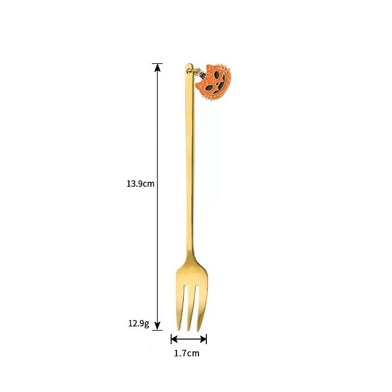 Langer Bar‑Löffel Cocktail‑Rührlöffel aus Edelstahl mit Halloween‑Geistmotiv