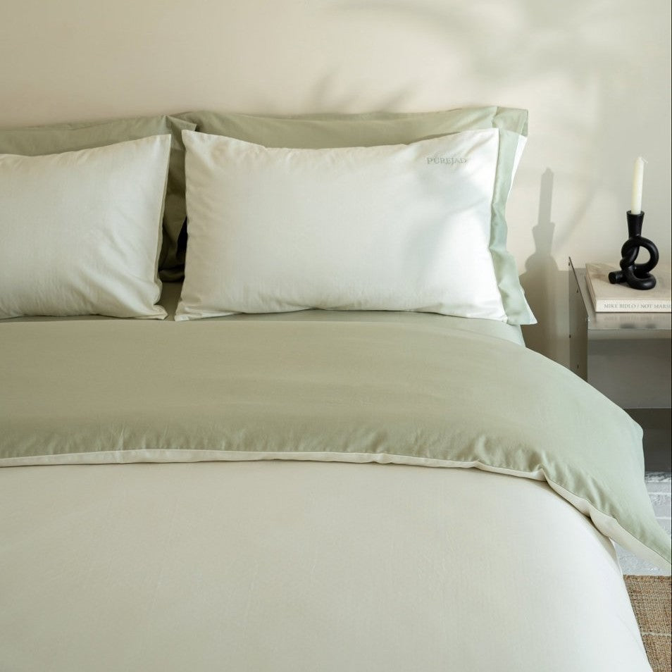 Luxus Baumwollsatin Bettbezugset mit Kontrastsaum