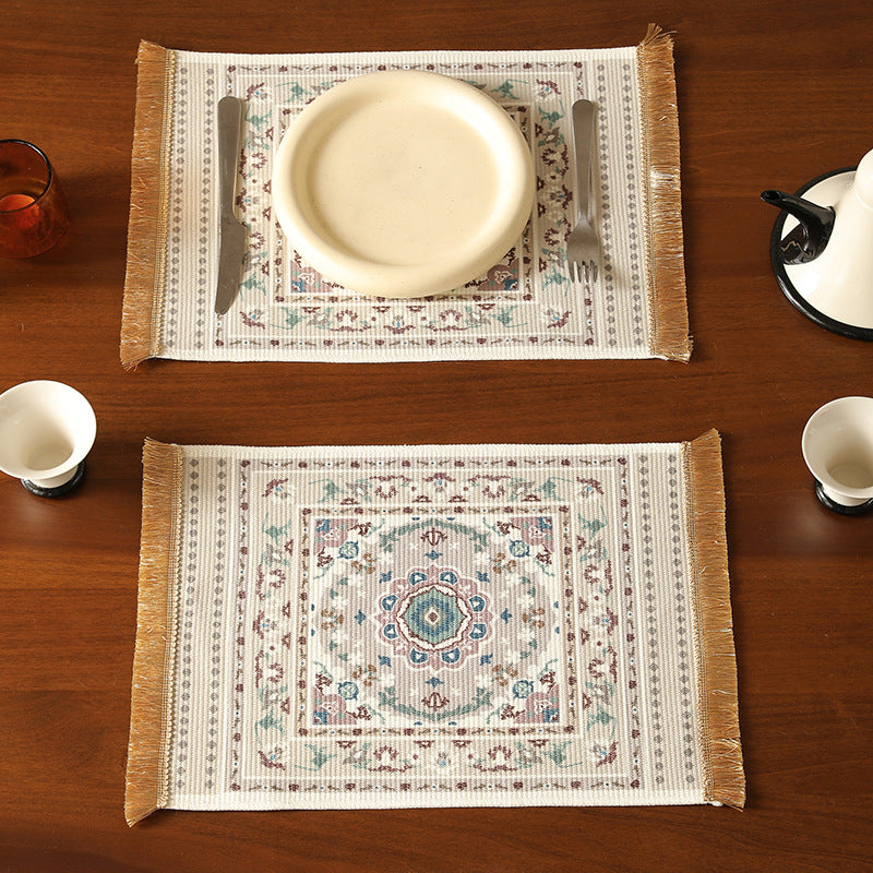 Kurzfloriger dekorativer Badezimmer‑ und Läufer‑Teppich im orientalischen Medaillonstil mit Fransen Brehn