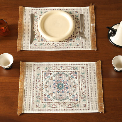 Kurzfloriger dekorativer Badezimmer‑ und Läufer‑Teppich im orientalischen Medaillonstil mit Fransen Brehn
