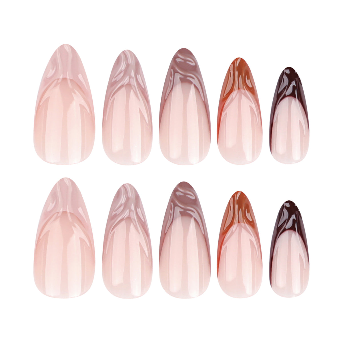 Kunstvolle Stiletto-Nägel mit elegantem Farbverlauf und Glitzerakzenten Brehn
