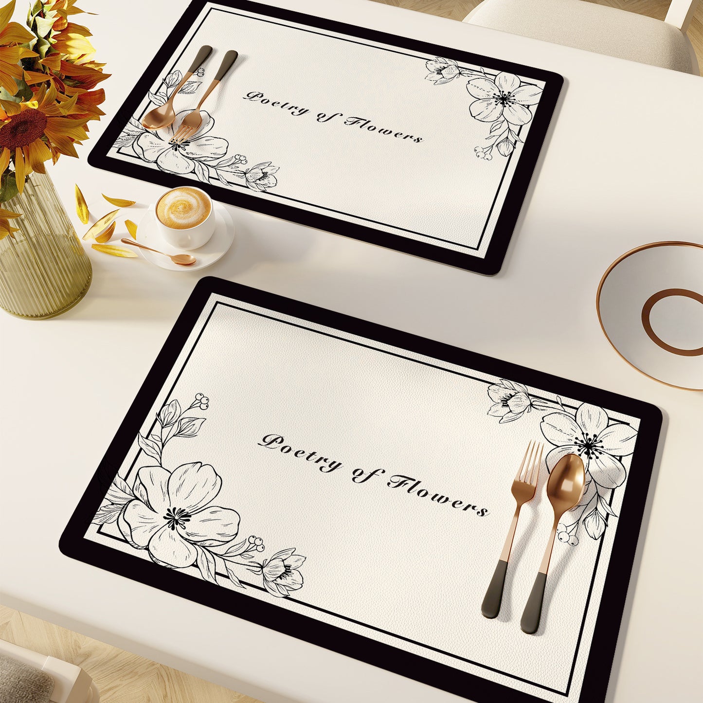 Elegante Blumenmuster Tischsets Brehn
