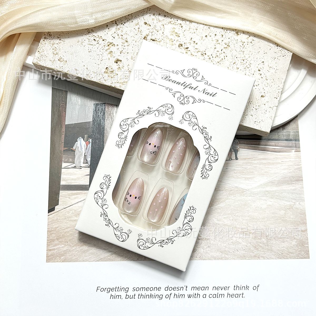 Künstlerisches katzenmotiviertes Press-On Nagelset Brehn