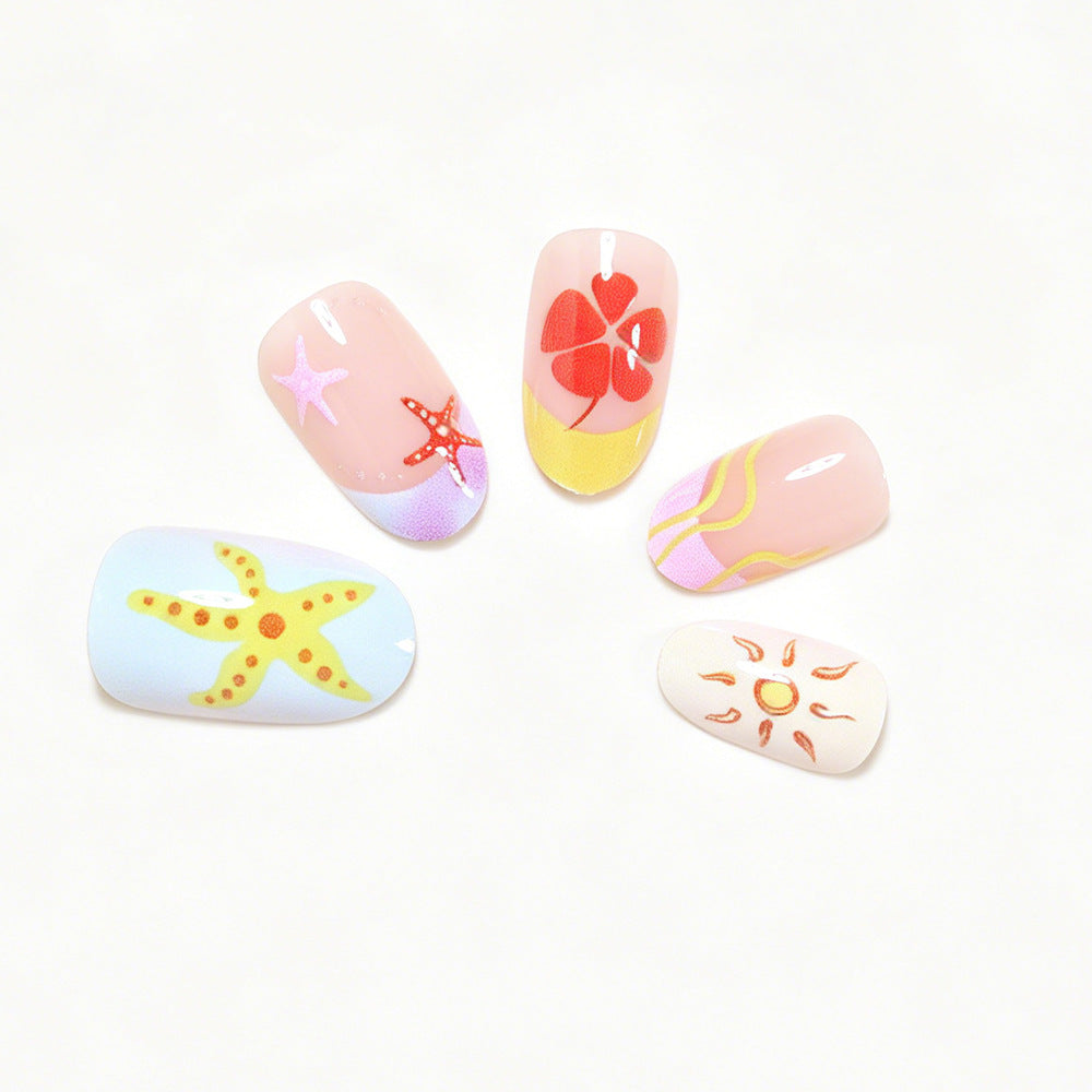 Künstlerische Sommer-Themen Press-On Nagelkunst Brehn