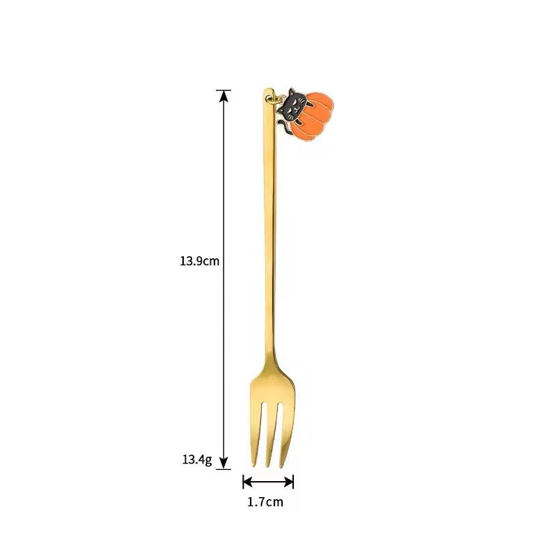 Langer Bar‑Löffel Cocktail‑Rührlöffel aus Edelstahl mit Halloween‑Geistmotiv