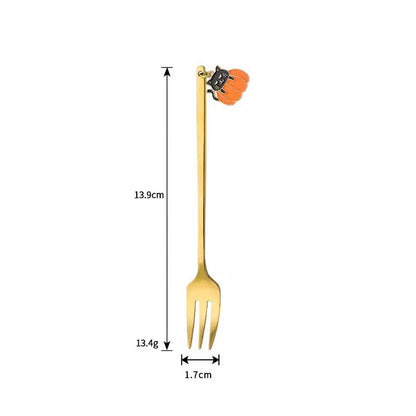 Langer Bar‑Löffel Cocktail‑Rührlöffel aus Edelstahl mit Halloween‑Geistmotiv