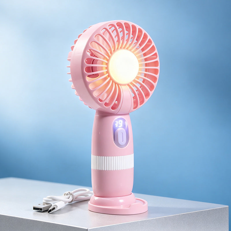 Damen Tragbarer USB-Lüfter mit LED-Beleuchtung und digitaler Anzeige Brehn