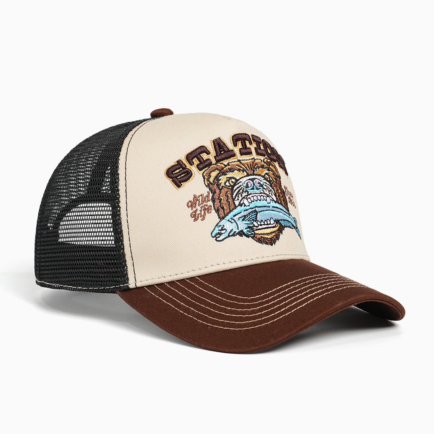 Damen Trucker Cap mit großem Stickmotiv Brehn