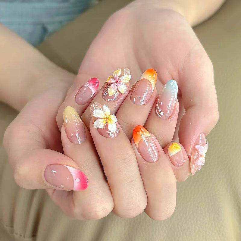 Floral- und Ombre-Press-On-Nagelkunst-Set Brehn