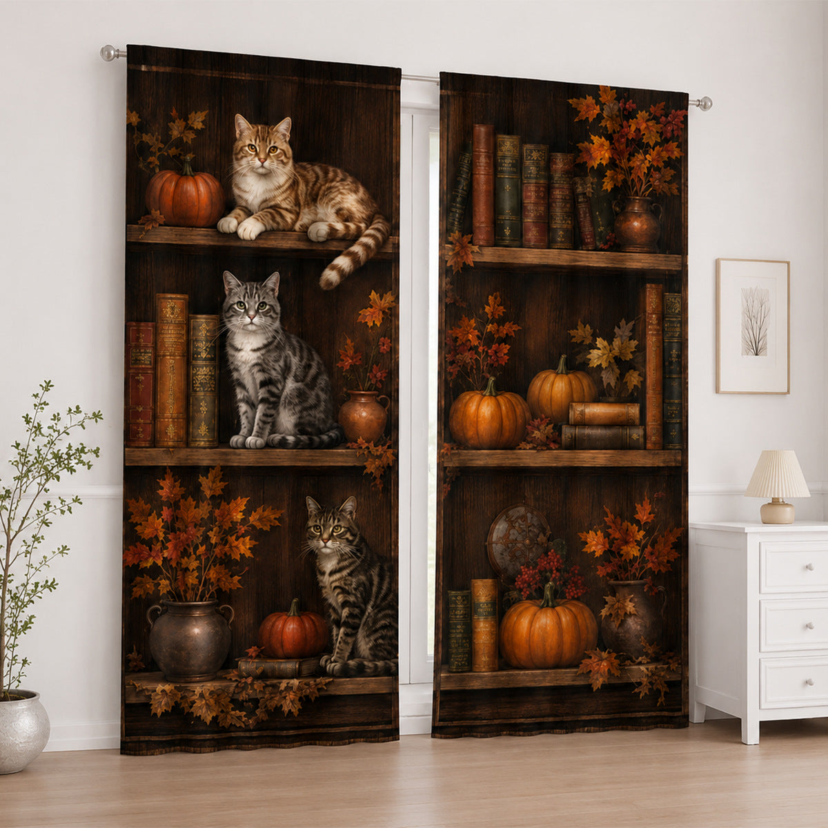 Künstlerische florale Schwanenprint-Fenstervorhänge
