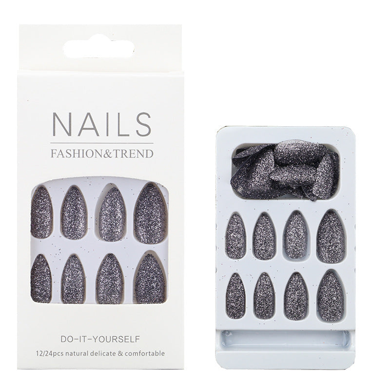 Glitzernde mandelförmige Press-On Nagelspitzen Brehn