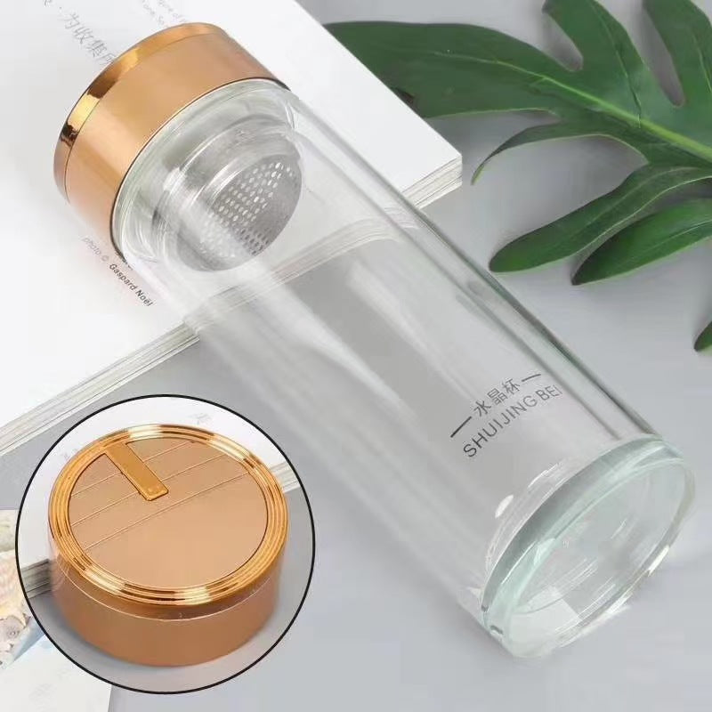 Damen Hochwertige Teeglasflasche mit integriertem Edelstahlsieb Brehn